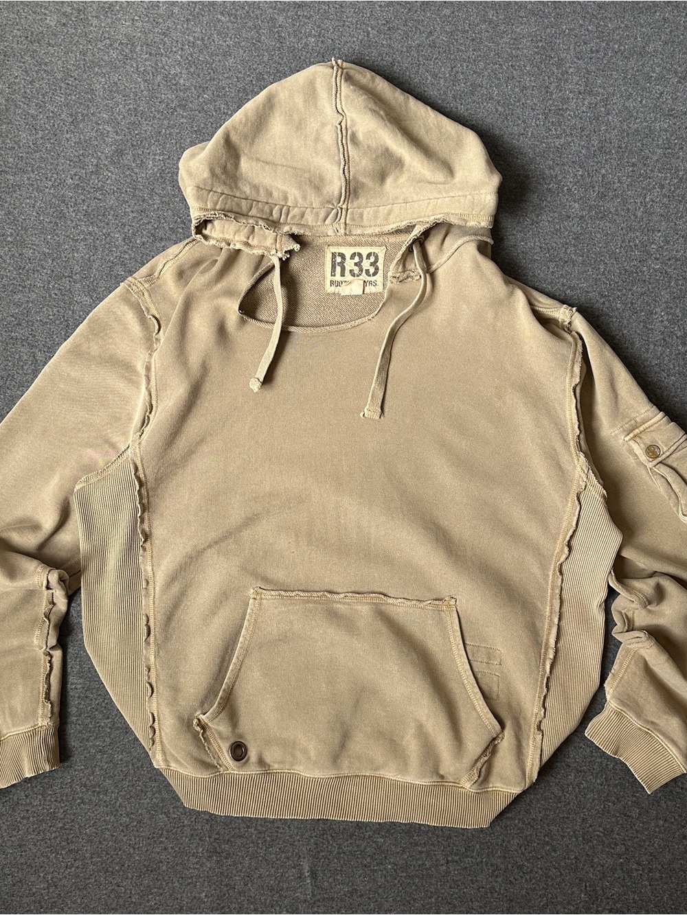 Men's Washed Khaki Hoodie